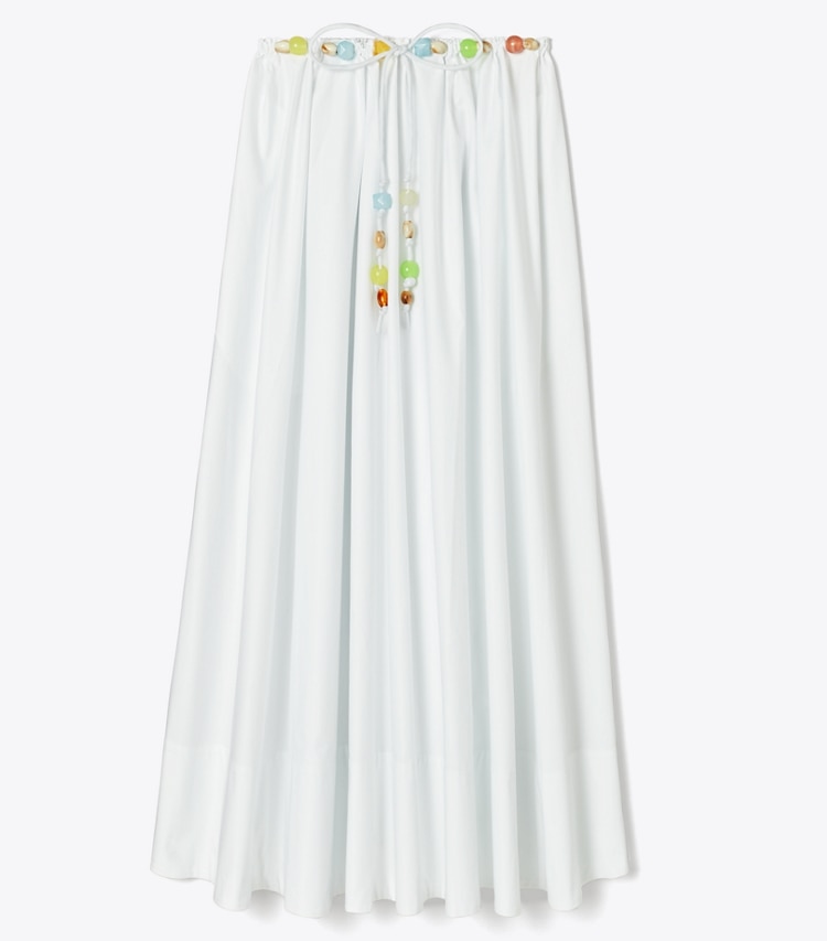 Tory Burch designer strandmode Rock aus Baumwollpopeline mit Perlen in White front
