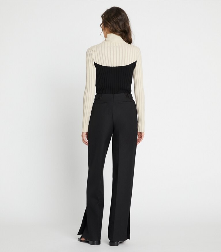 Tory Sport designer strickware Rollkragenpullover in Colorblock-Optik in Sesame / Black front