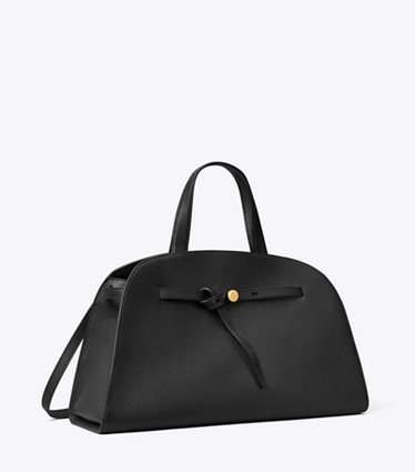 Tory Burch designer satchels Romy Bauletto in Black angle