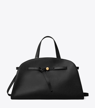 Tory Burch designer satchels Romy Bauletto in Black front