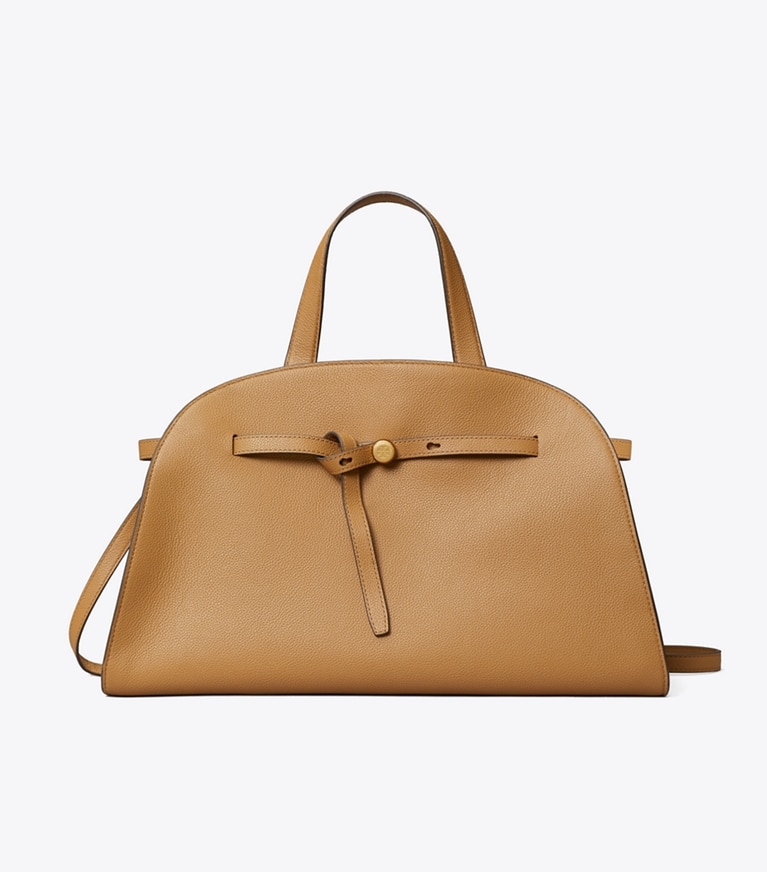 Tory Burch designer satchels Romy Bauletto in Tiramisu front