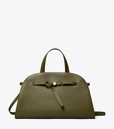 Tory Burch designer サッチェルバッグ ロミー バウレット in Dark Olive front
