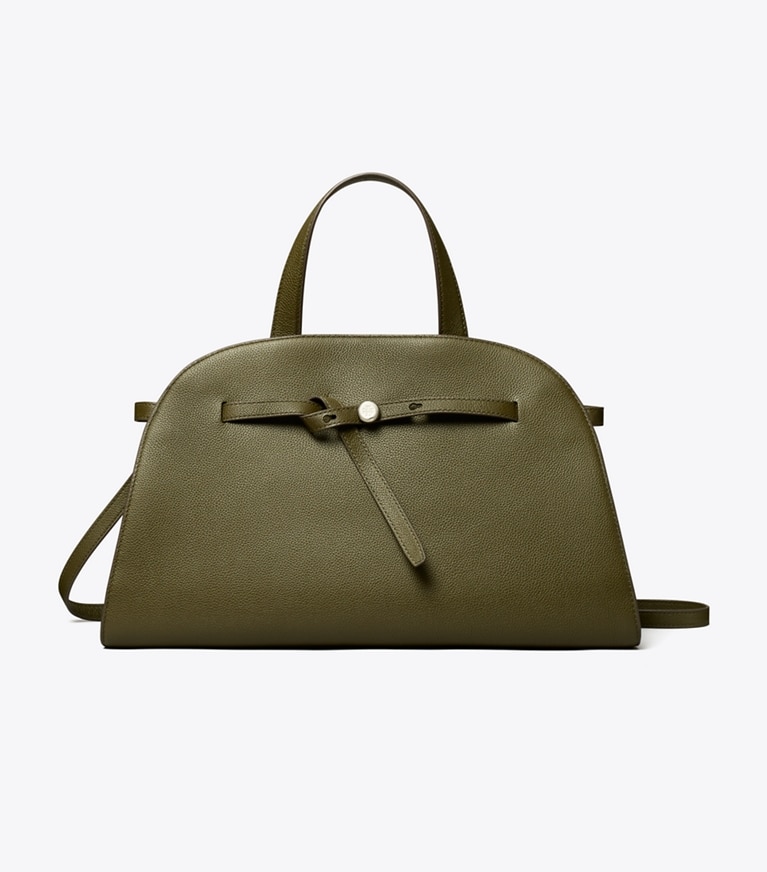Tory Burch designer サッチェルバッグ ロミー バウレット in Dark Olive front