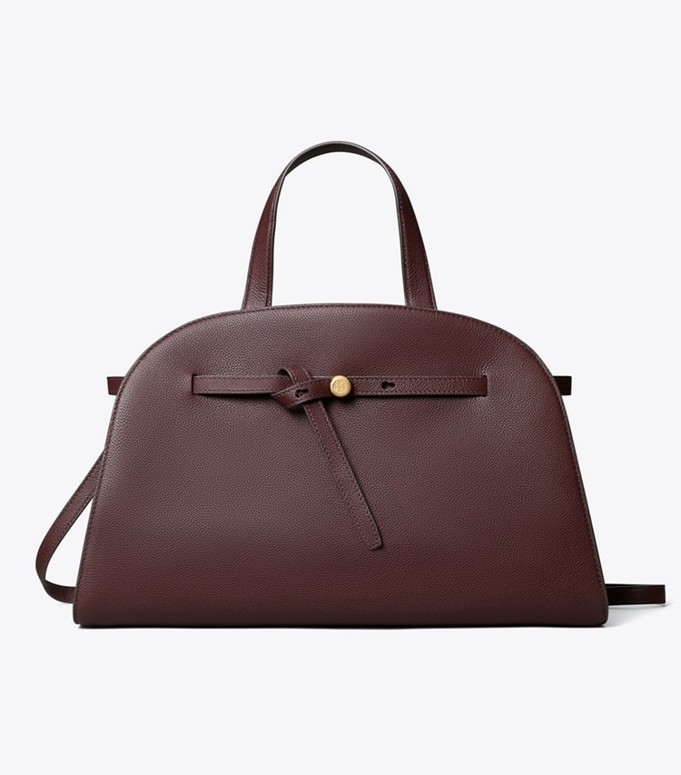 Tory Burch designer satchels Romy Bauletto in Dark Carmine front