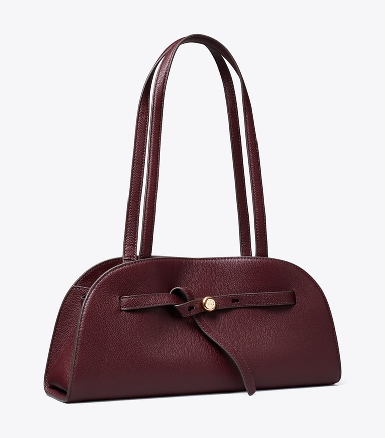 Tory Burch designer schultertaschen Romy Bauletto im Querformat in Dark Carmine angle
