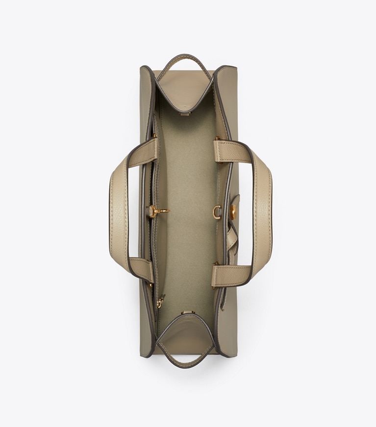 Tory Burch designer サッチェルバッグ ロミー バウレット in Soft Cement オーバーヘッド