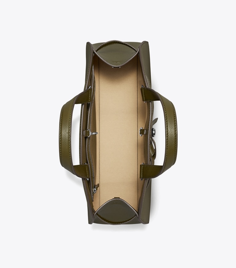 Tory Burch designer サッチェルバッグ ロミー バウレット in Dark Olive オーバーヘッド