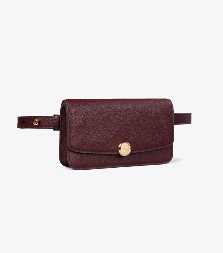 Tory Burch designer belt bags Romy Belt Bag in Dark Carmine angle