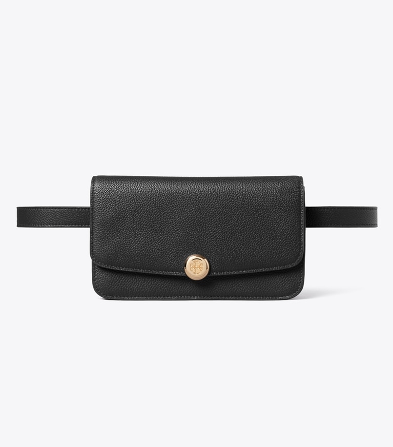 Tory Burch designer belt bags Romy Belt Bag in BLACK front