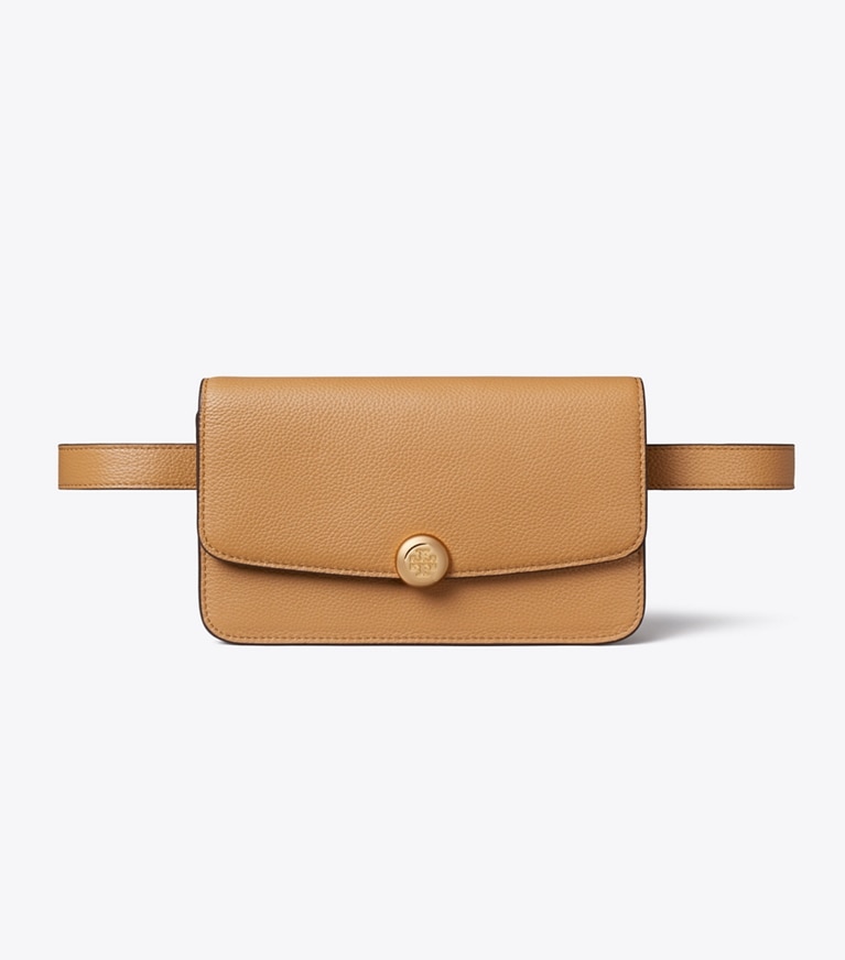 Tory Burch designer belt bags Romy Belt Bag in Tiramisu front
