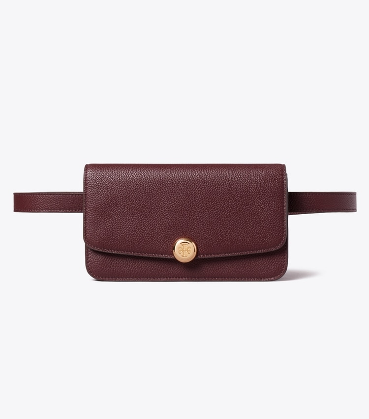 Tory Burch designer belt bags Romy Belt Bag in Dark Carmine front
