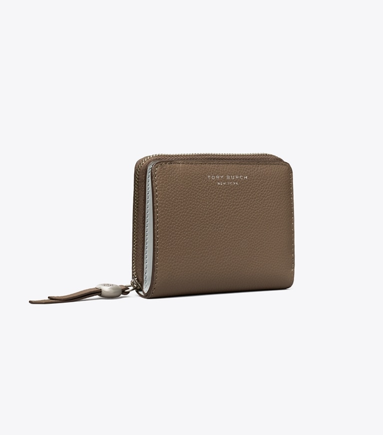 Tory Burch designer 財布 ロミー バイフォールド ウォレット in Wild Mushroom angle