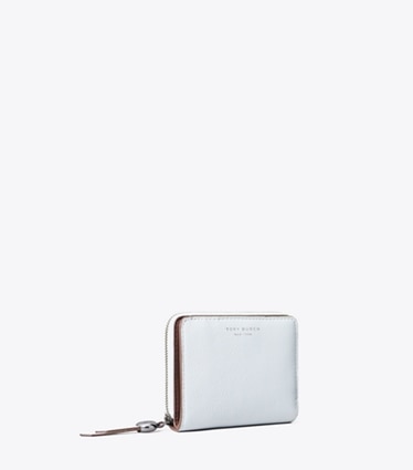 Tory Burch designer 財布 ロミー バイフォールド ウォレット in Light Blue angle