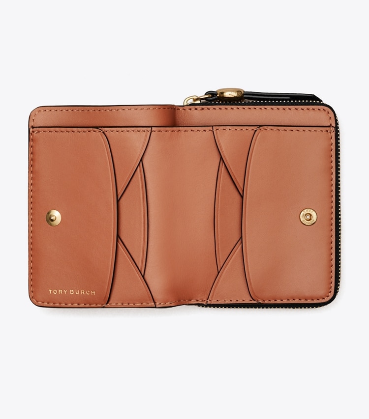 Tory Burch designer wallets Romy Bi-Fold Wallet in Black overhead