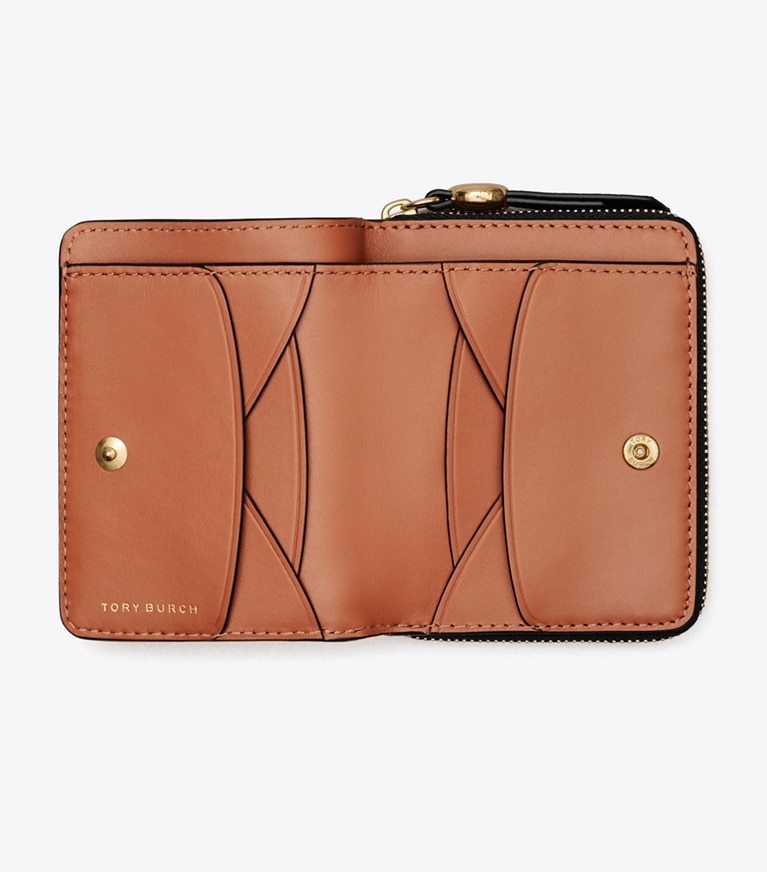 Tory Burch designer wallets Romy Bi-Fold Wallet in Black overhead