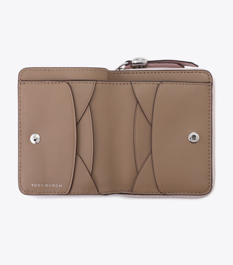 Tory Burch designer 財布 ロミー バイフォールド ウォレット in ROSE MIST オーバーヘッド