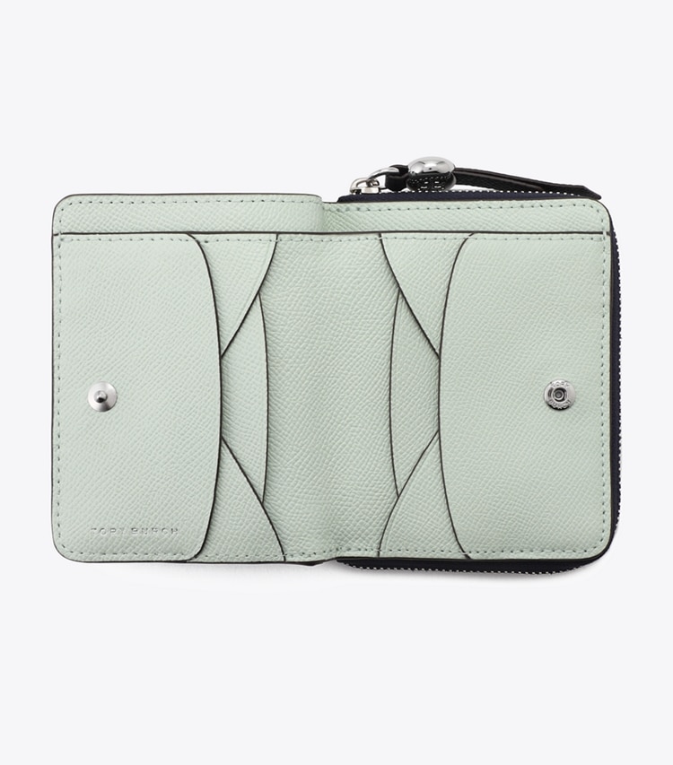 Tory Burch designer 財布 ロミー バイフォールド ウォレット in Midnight オーバーヘッド