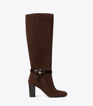 Tory Burch designer knee boots Romy Boot in DARK COCOA side