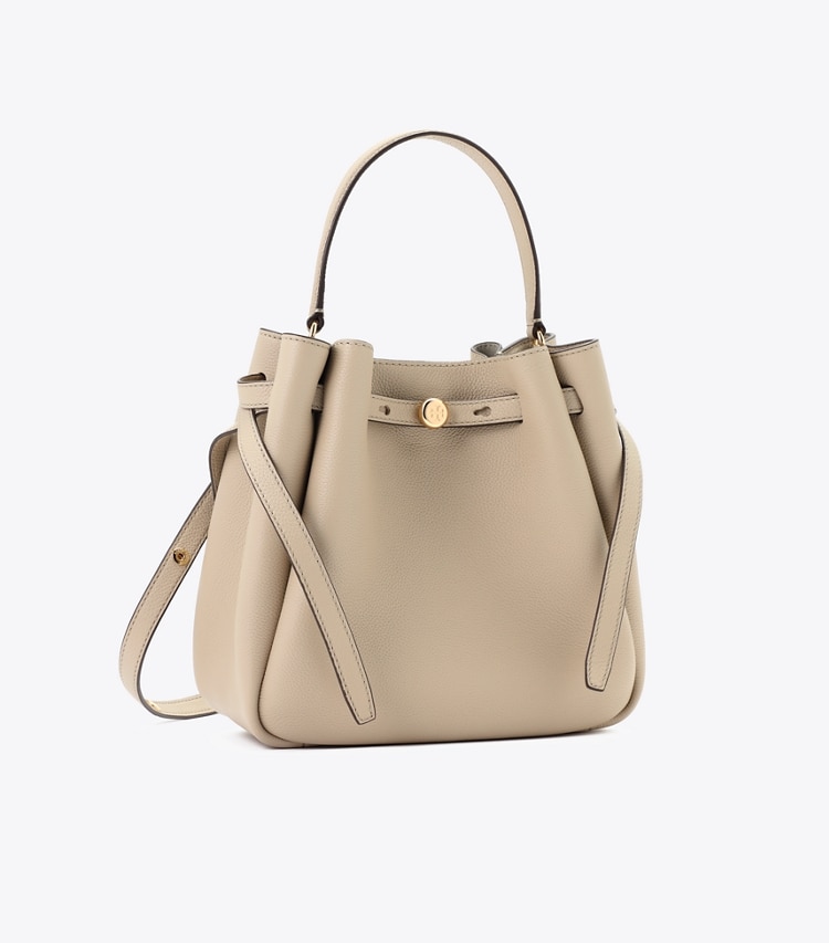 Tory Burch designer クロスボディバッグ ロミー バケットバッグ in Light Stone angle