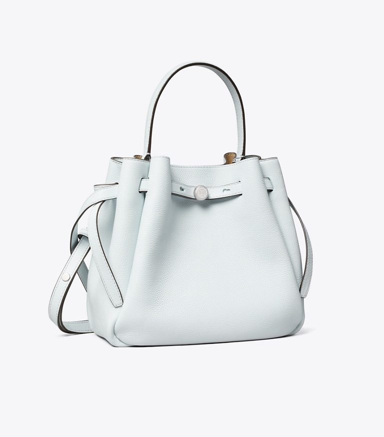 Tory Burch designer クロスボディバッグ ロミー バケットバッグ in Butterfly Blue angle