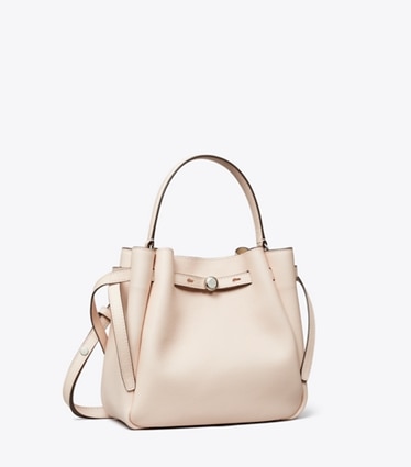 Tory Burch designer クロスボディバッグ ロミー バケットバッグ in Soft Pink angle