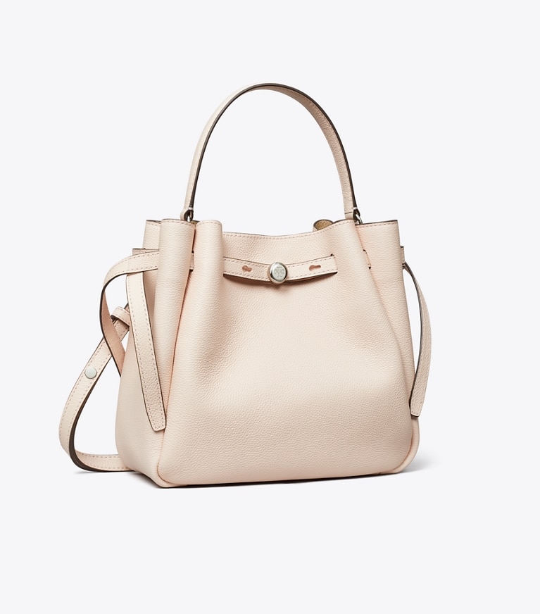 Tory Burch designer クロスボディバッグ ロミー バケットバッグ in Soft Pink angle