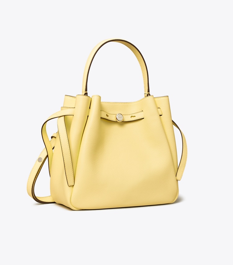 Tory Burch designer crossbody bags Romy Bucket Bag in Lemon angle