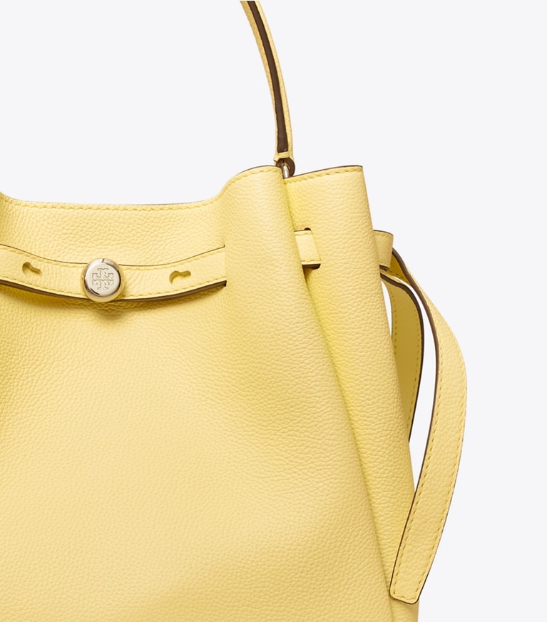 Tory Burch designer crossbody bags Romy Bucket Bag in Lemon angle
