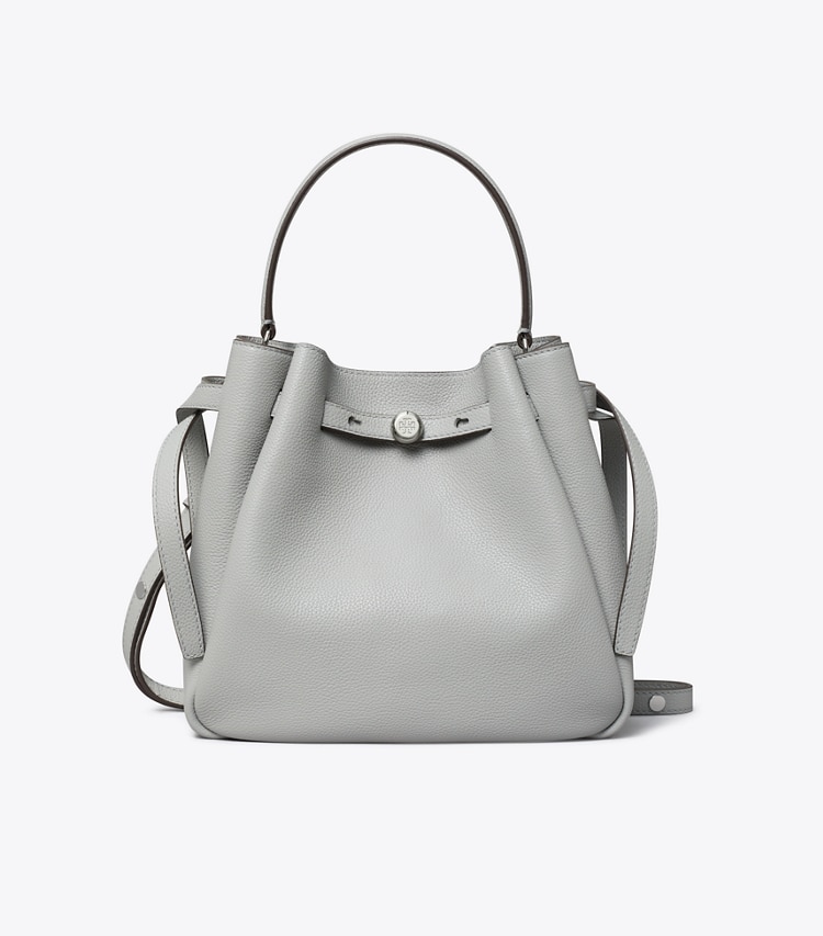 Tory Burch designer クロスボディバッグ ロミー バケットバッグ in Light Granite front