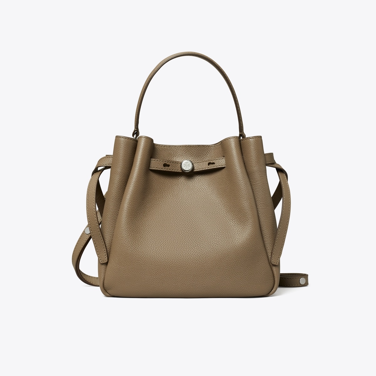 Tory Burch Women's Romy Pebbled Small Bucket Bag, Tiramisu