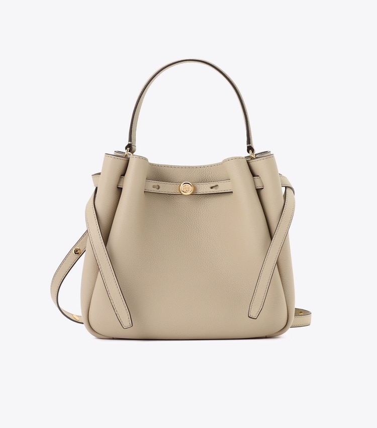 Tory Burch designer クロスボディバッグ ロミー バケットバッグ in Light Stone front
