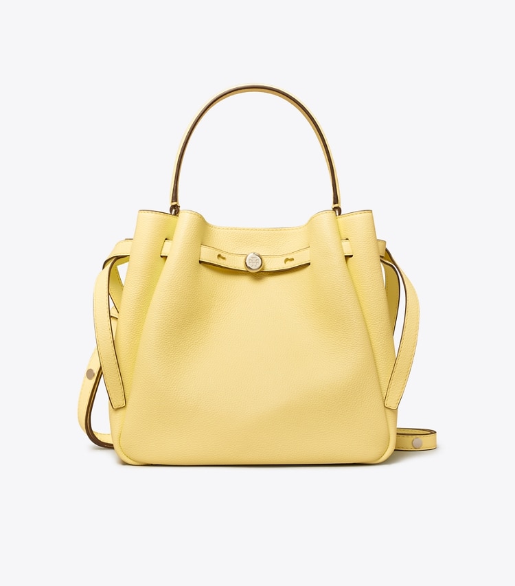 Tory Burch designer crossbody bags Romy Bucket Bag in Lemon front