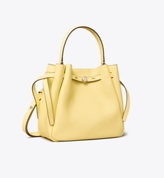 Tory Burch Women's Romy Pebbled Small Bucket Bag, Tiramisu