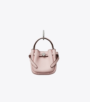 Tory Burch designer taschenanhänger & schlüsselringe Romy Bucket Bag mit Anhänger in Rose Mist front