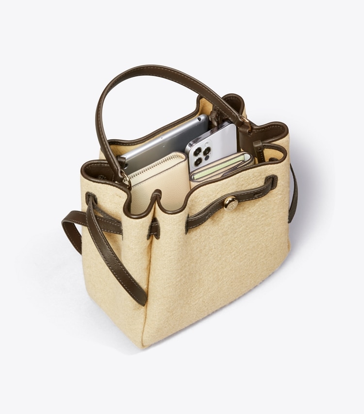 Tory Burch designer crossbody bags Romy Canvas Bucket Bag in Cafe Latte additional