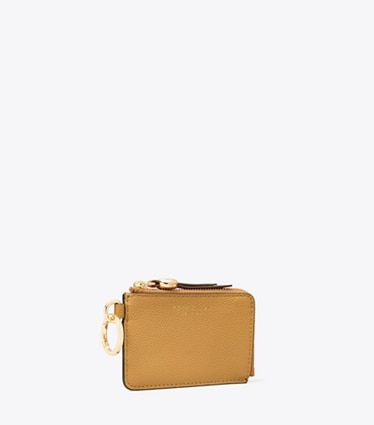 Tory Burch designer card cases Romy Card Case Bag Charm in Tiramisu angle