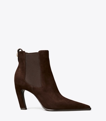 Tory Burch designer stiefeletten Romy Chelsea Boot mit Absatz in DARK COCOA side