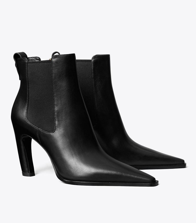 Tory Burch designer ankle boots Romy Chelsea Heeled Boot in PERFECT BLACK angle