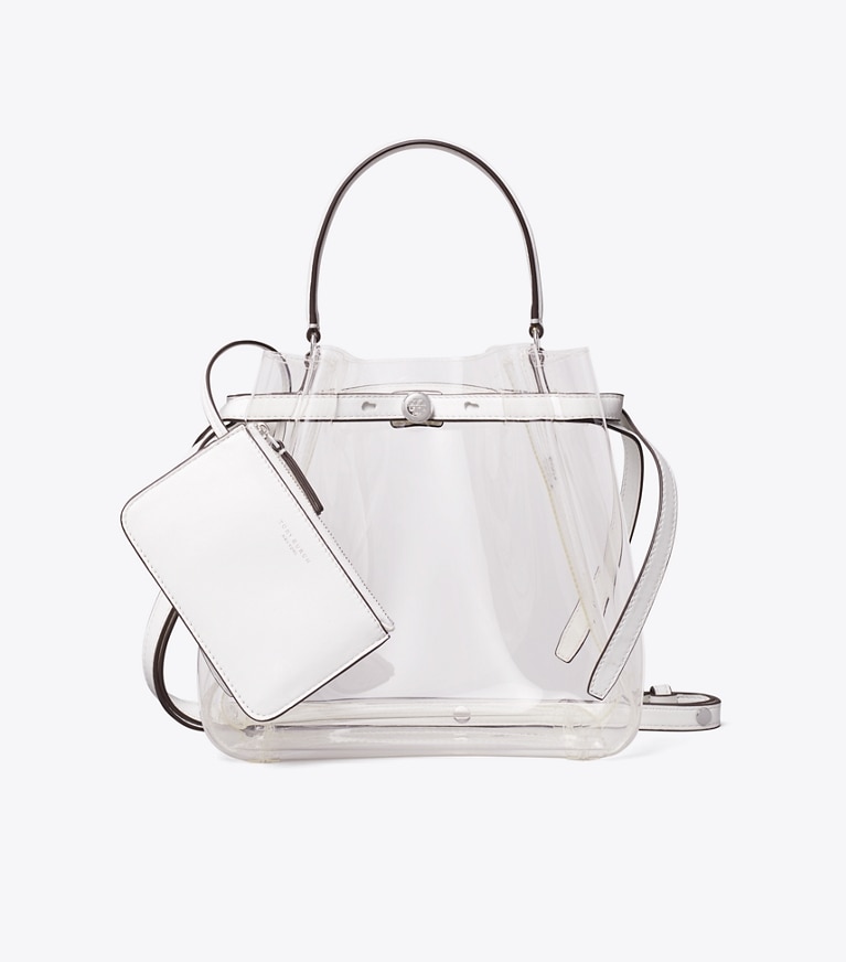 Tory Burch designer クロスボディバッグ ロミー クリア バケットバッグ in Crystal Clear additional