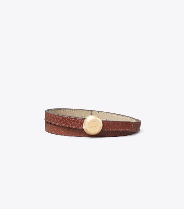 Tory Burch designer belts Romy Croc-Embossed Reversible Belt in Light Hickory / Sweet Maple back