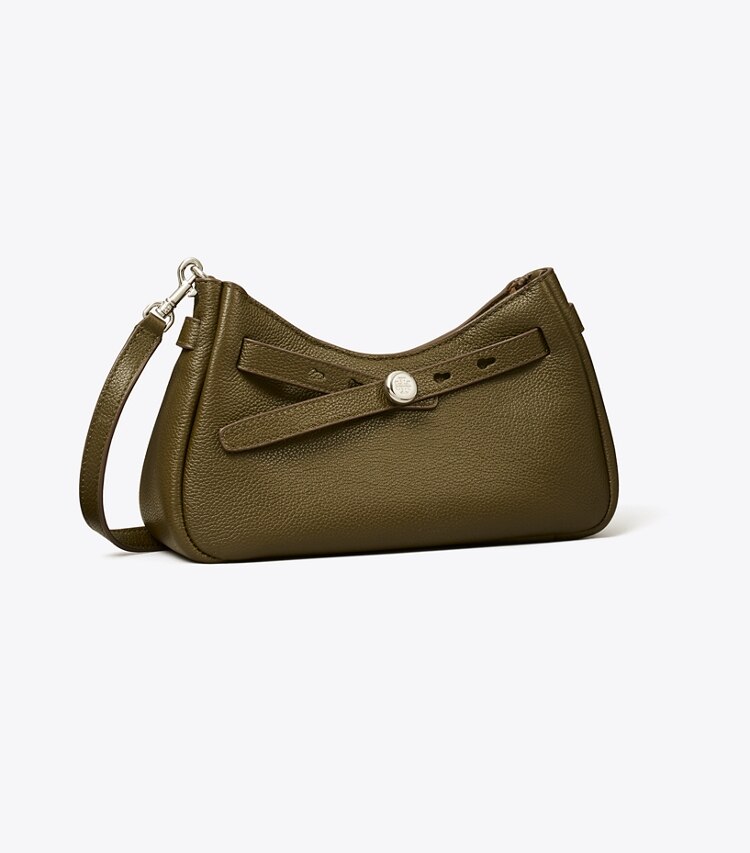 Tory Burch designer crossbody bags Romy Crossbody Bag mit Reißverschluss oben in Dark Olive angle