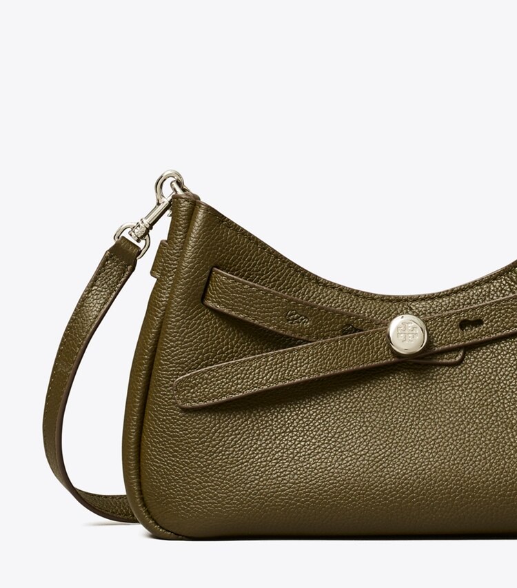 Tory Burch designer crossbody bags Romy Crossbody Bag mit Reißverschluss oben in Dark Olive detail