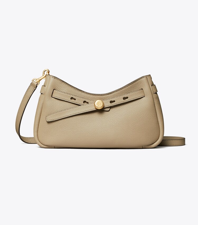 Tory Burch designer crossbody bags Romy Crossbody Bag mit Reißverschluss oben in Soft Cement front