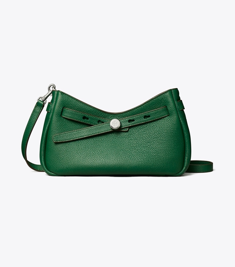 Tory Burch designer crossbody bags Romy Crossbody Bag mit Reißverschluss oben in Dark Kale angle