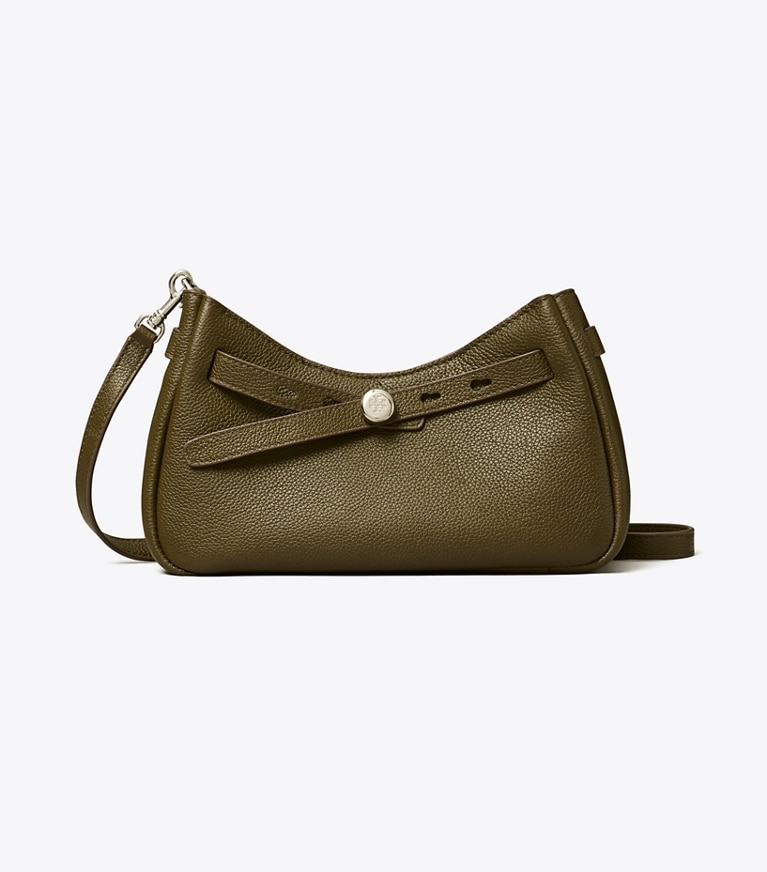 Tory Burch designer crossbody bags Romy Crossbody Bag mit Reißverschluss oben in Dark Olive front