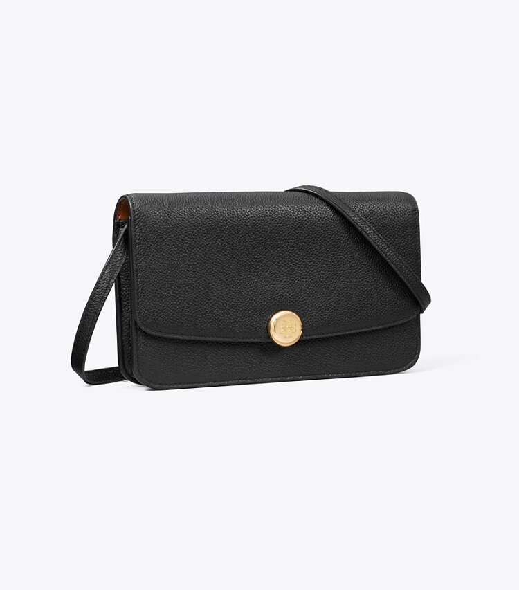 Tory Burch designer crossbody bags Romy Crossbody Bag mit Umschlag in BLACK angle
