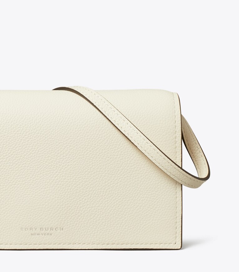 Tory Burch designer kleine taschen Romy Crossbody-Geldbörse in Light Cream angle