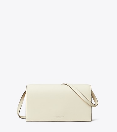 Tory Burch designer kleine taschen Romy Crossbody-Geldbörse in Light Cream front