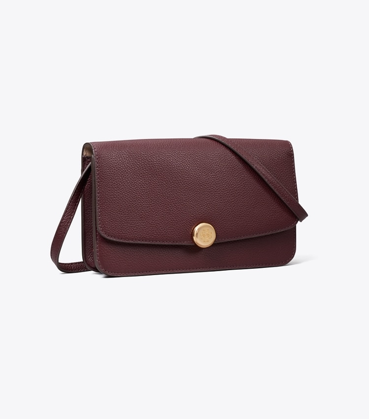 Tory Burch designer crossbody bags Romy Flap Crossbody in Dark Carmine angle