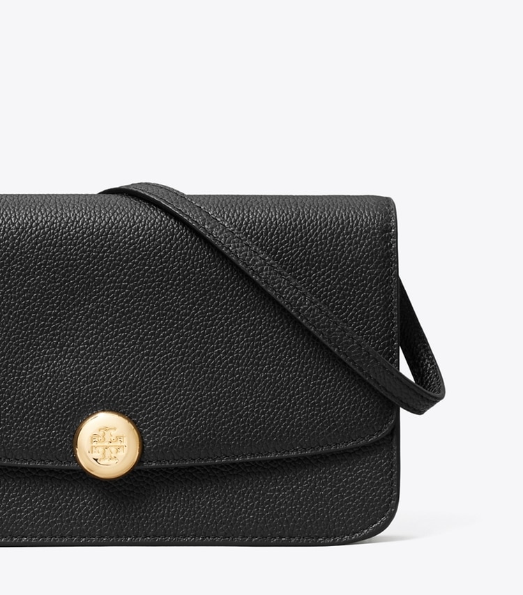 Tory Burch designer crossbody bags Romy Flap Crossbody in BLACK detail